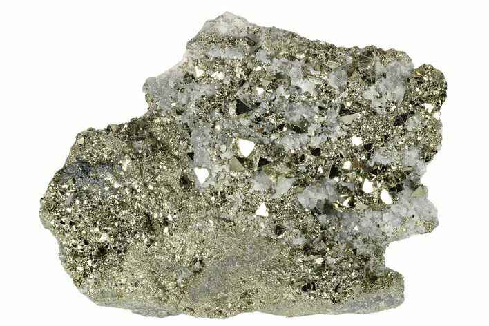 Octahedral Pyrite Crystal Cluster with Quartz - Peru #173519